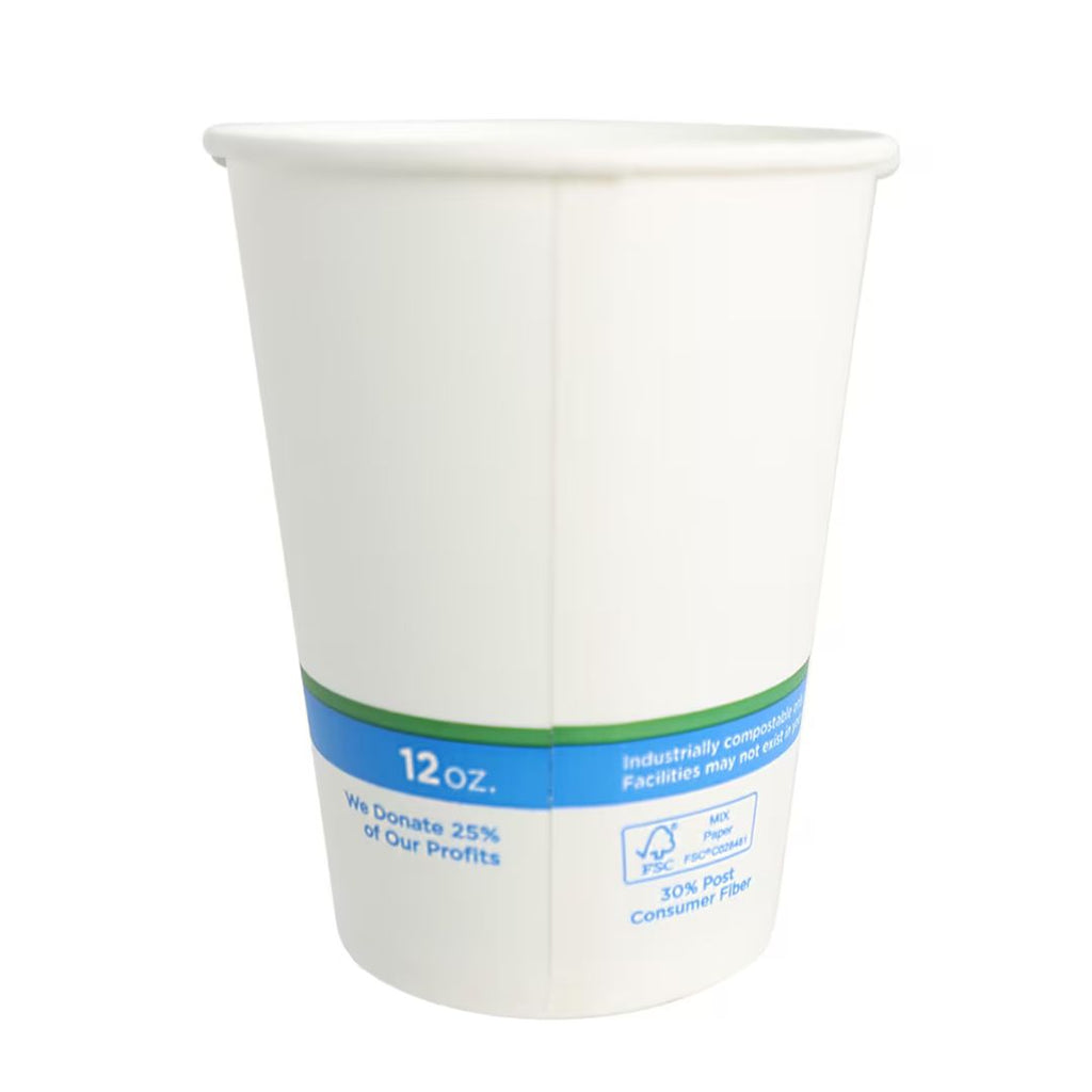 12 oz Paper Cold Cup | White| Compostable