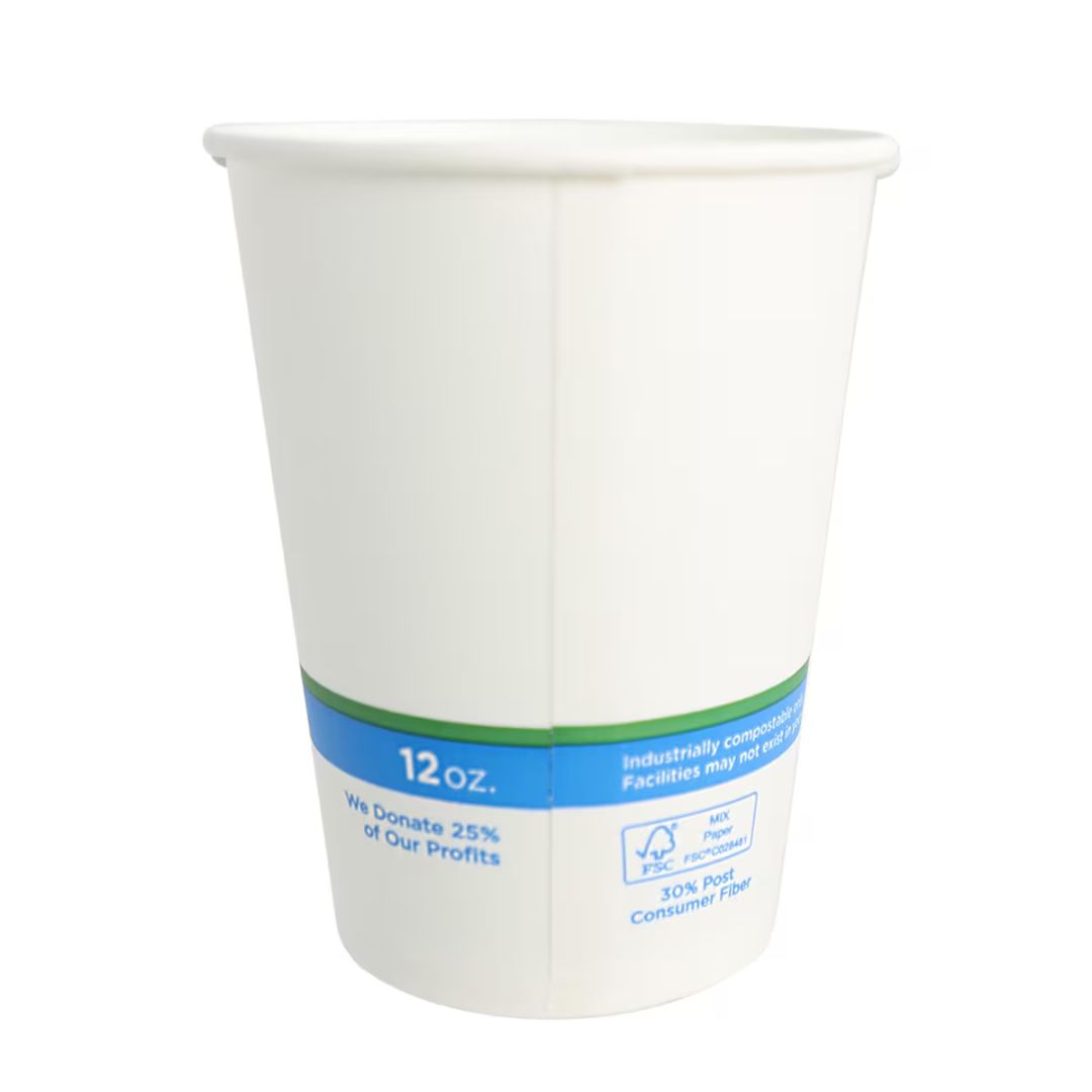 12 oz Paper Cold Cup | White| Compostable