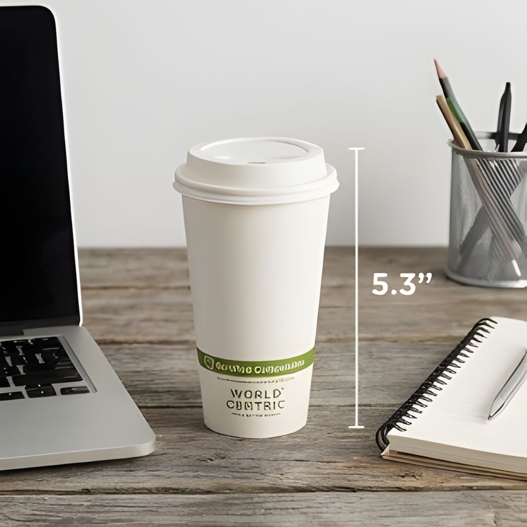 16 oz FSC® Paper Compostable Hot Cup | White