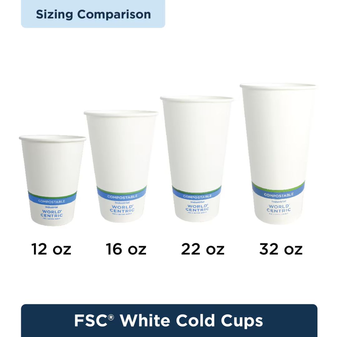 12 oz Paper Cold Cup | White| Compostable