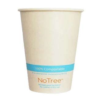 Compostable paper cup with 'NoTree' branding on a white background