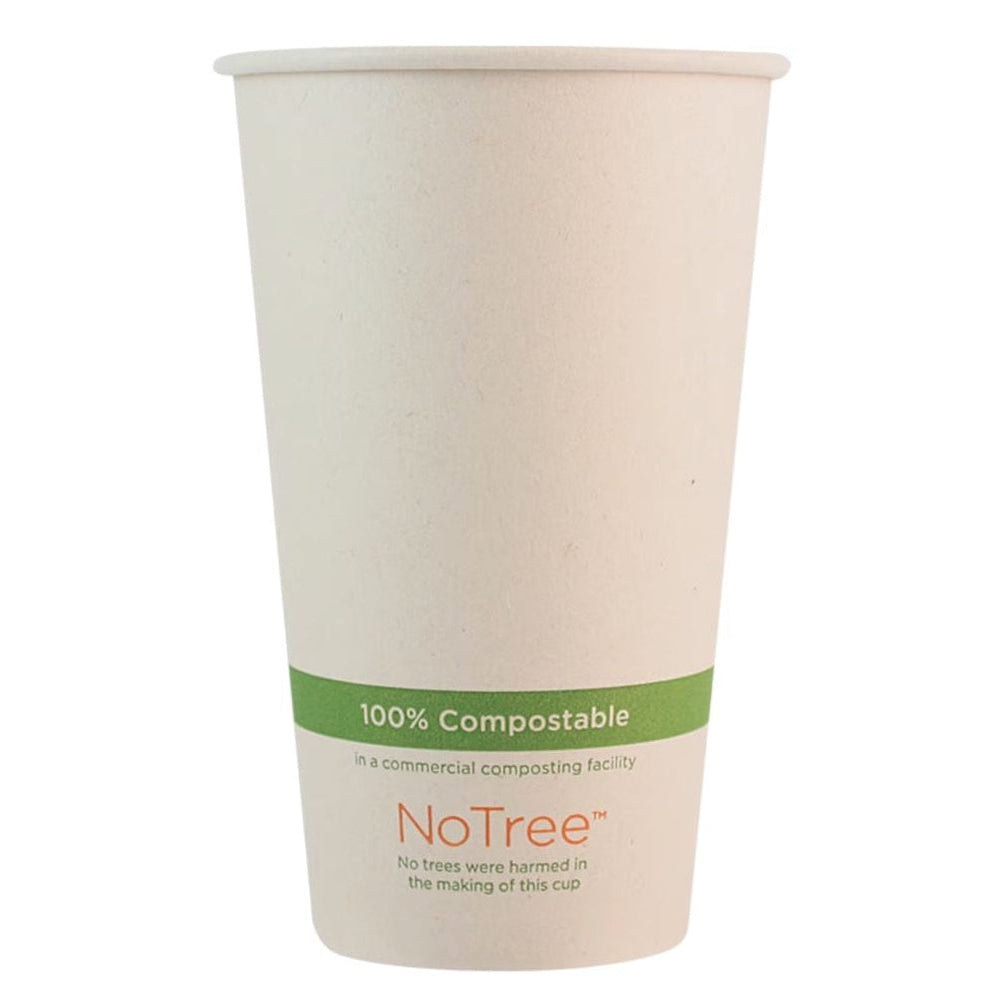 Compostable paper cup with 'NoTree' branding on a white background