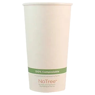 Compostable paper cup with 'NoTree' branding on a white background