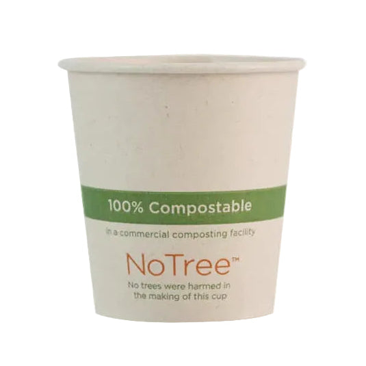 100% compostable paper cup with 'NoTree' branding on a white background