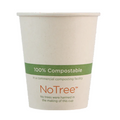 Compostable paper cup with 'NoTree' branding on a tan background