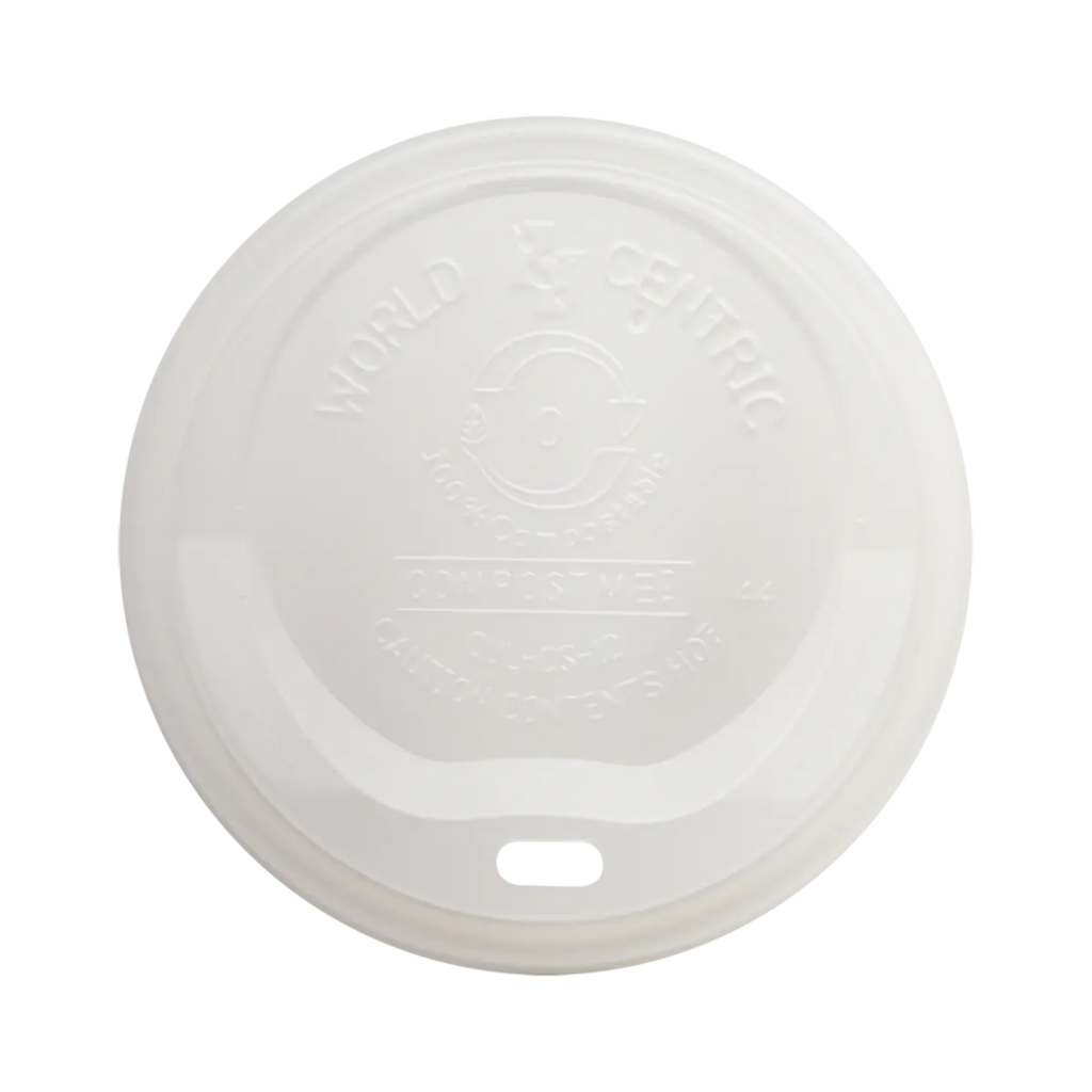 Compostable plastic lid with 'World's Best' branding on a white background