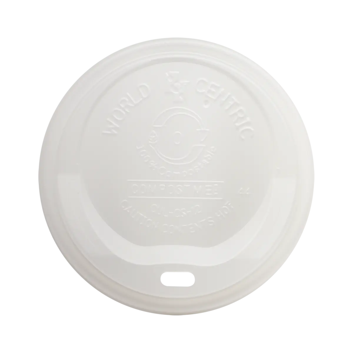 Compostable plastic lid with 'World's Best' branding on a white background