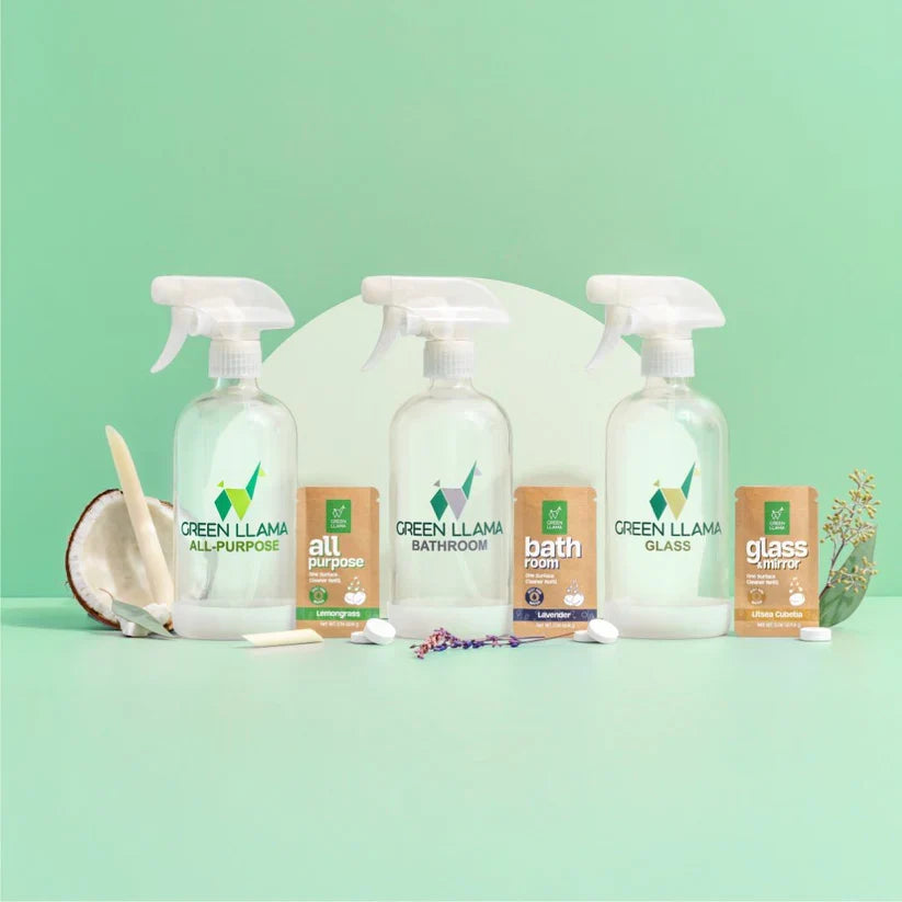 Starter Home Cleaner Kit | 3 Reusable Glass Bottles with 3 Cleaner Tablets