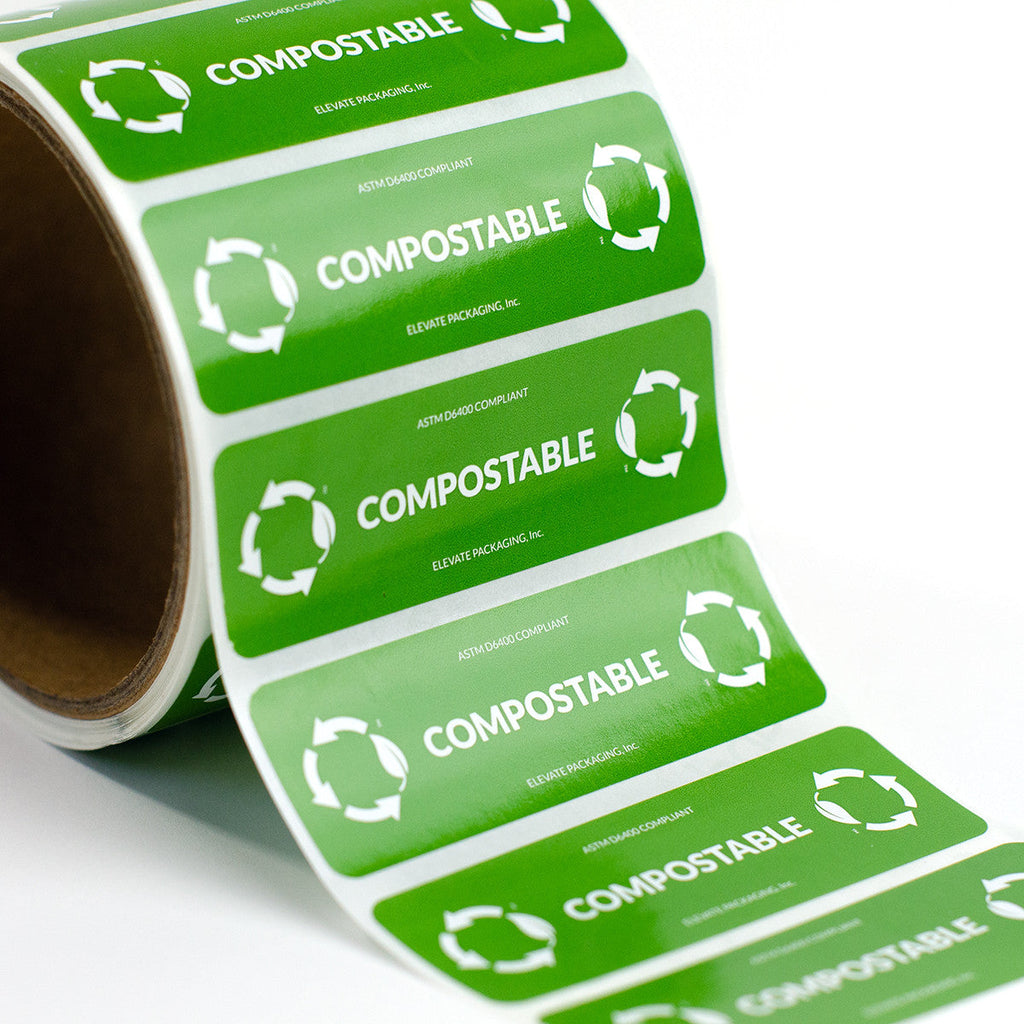 Stickers for Compostable Products | 3" x 1" | Compostable