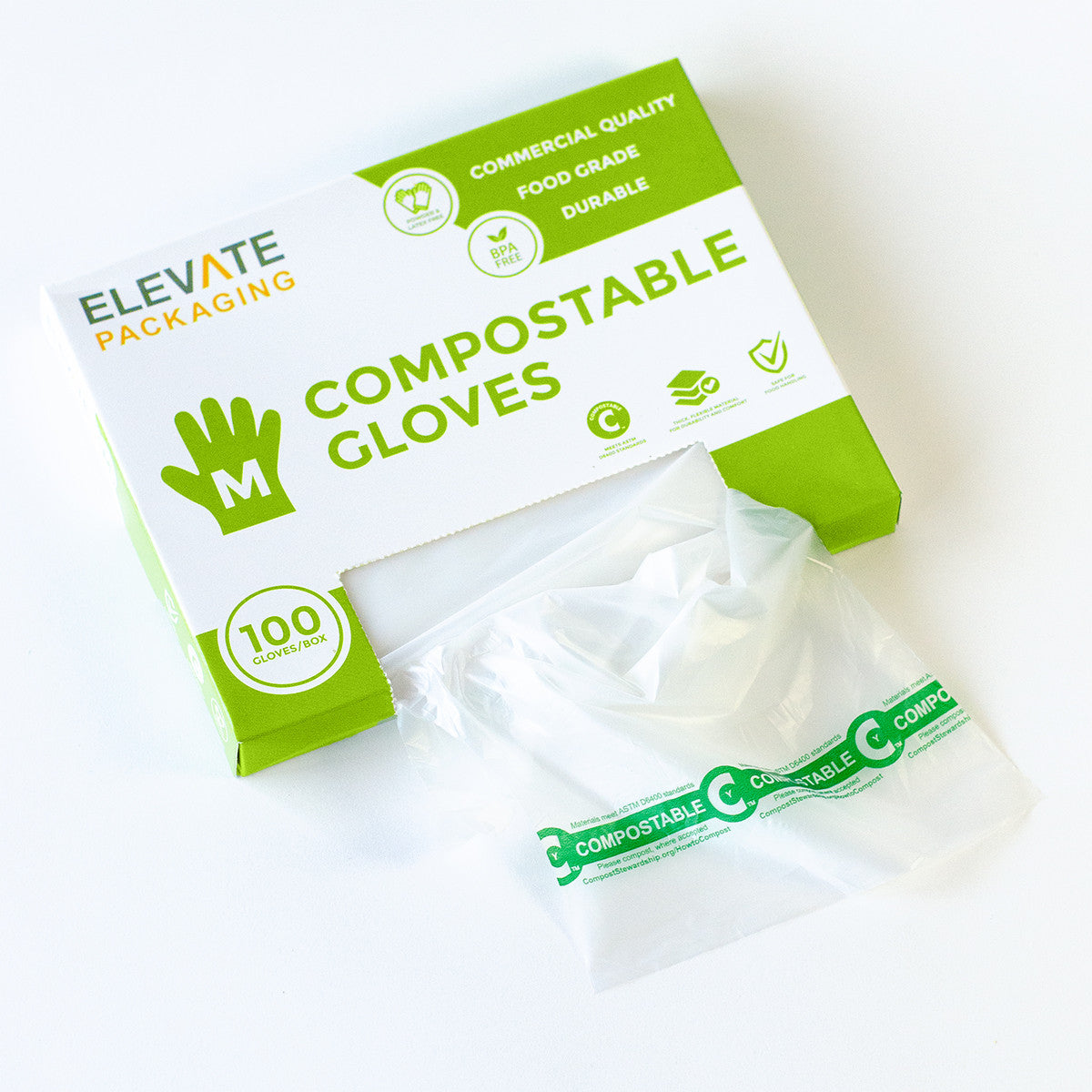 Elevate Packaging® Compostable Food Service Gloves