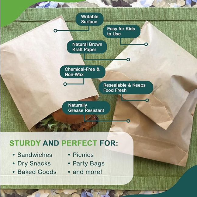 Compostable Resealable Sandwich Bags | Large | Made in USA