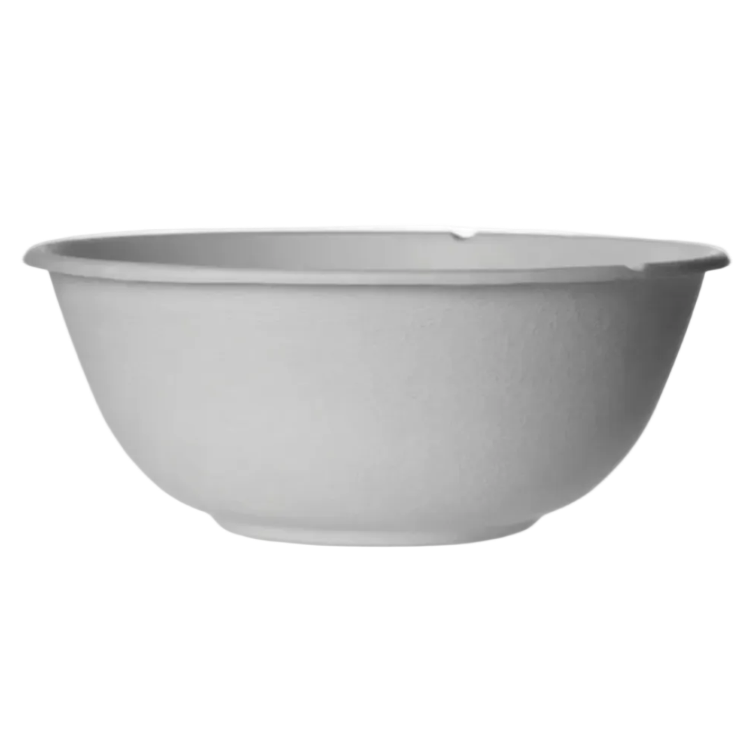 Compostable fiber bowl on a white background