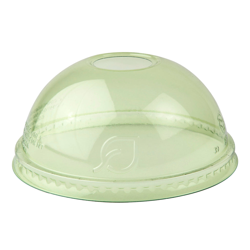 Dome Lid w/Hole | Fits 10-24 oz Cold Cup | Green PLA Lid | Eco-Products®