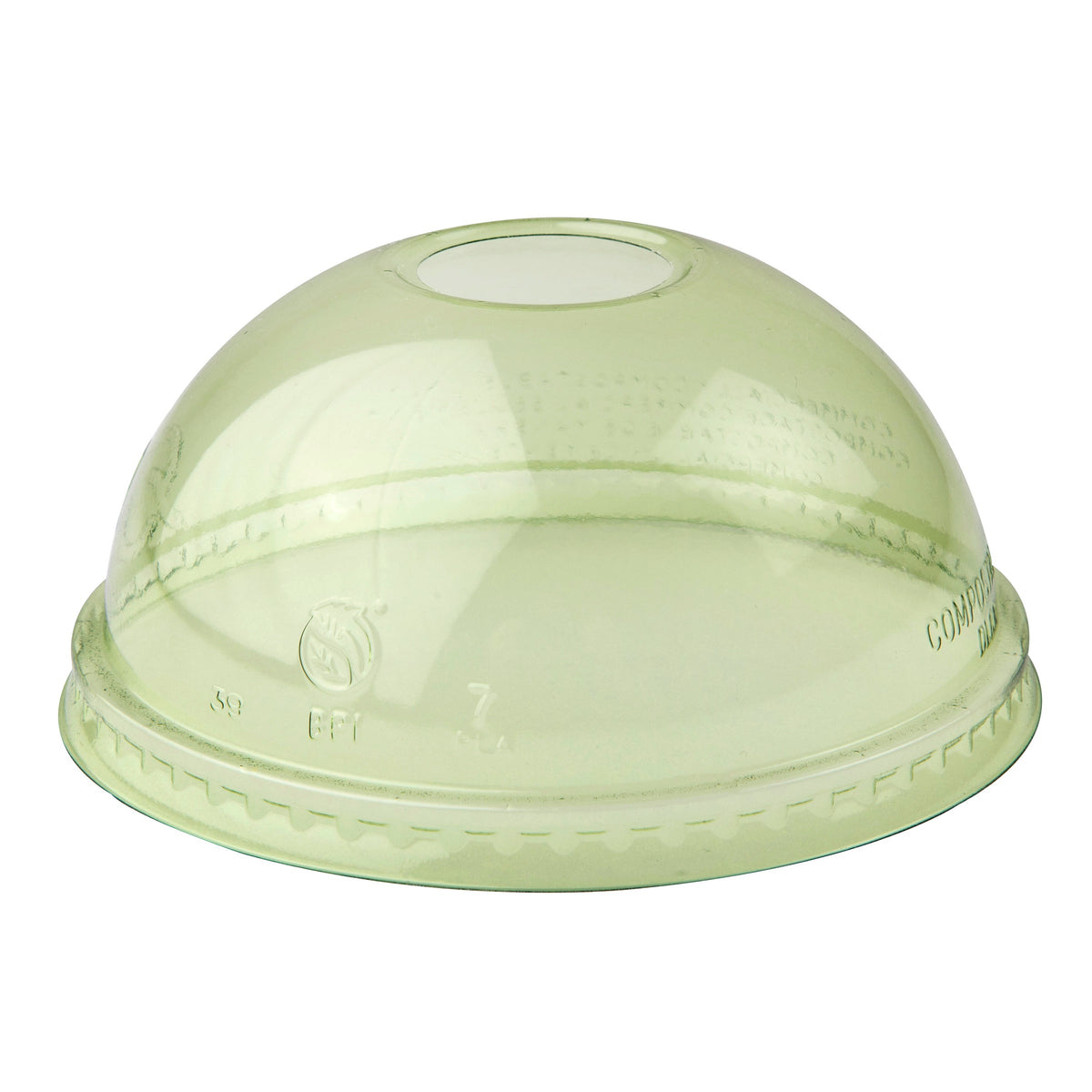 Dome Lid w/Hole | Fits 10-24 oz Cold Cup | Green PLA Lid | Eco-Products®