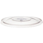 Compostable clear plastic lid on a white background