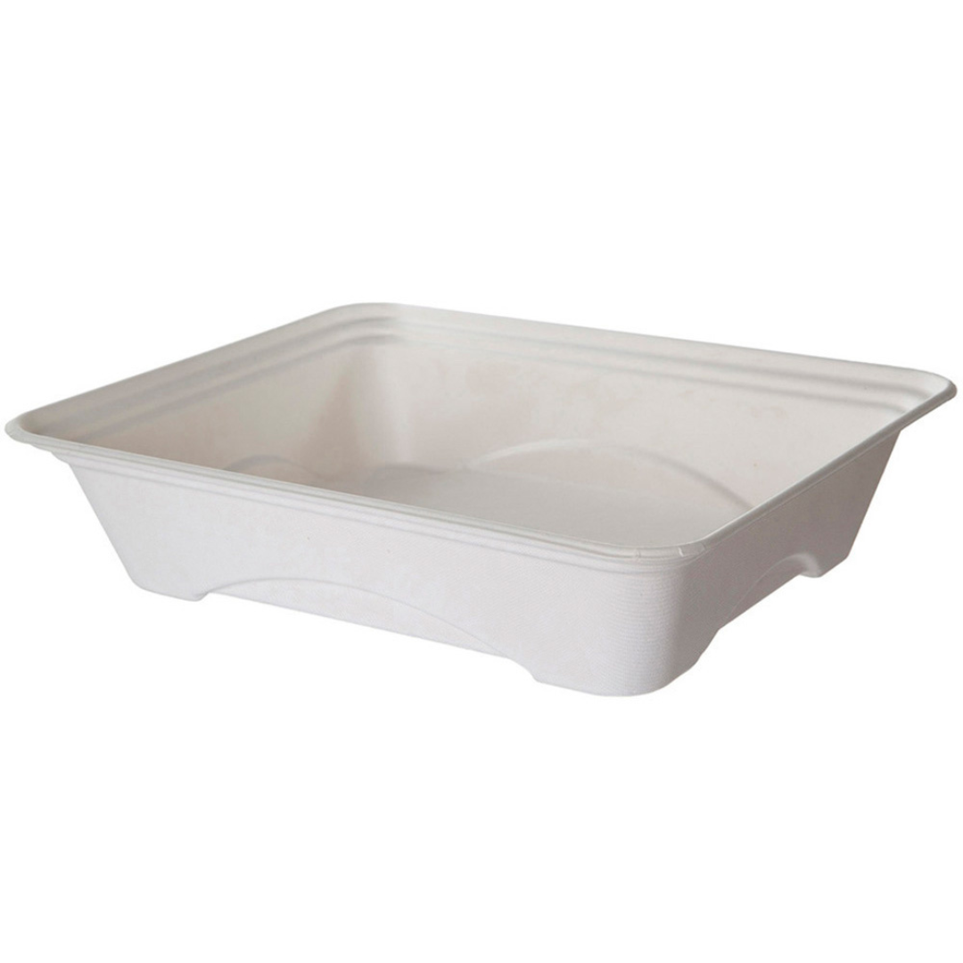 Vanguard™ Regalia™ Renewable & Compostable | Lined Sugarcane Half Pans | 1-Cmpt | 13" x 10" x 3"