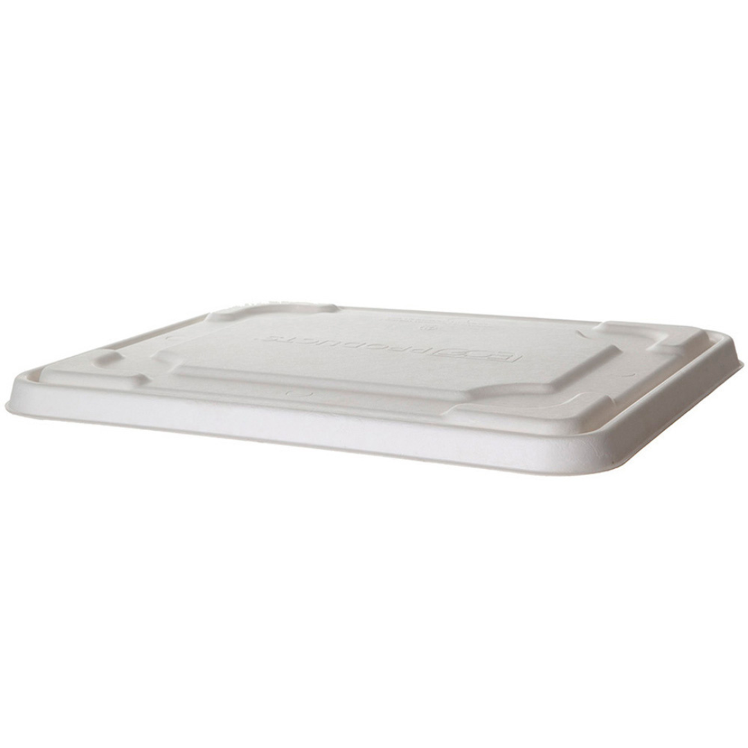Vanguard™ Regalia™ Renewable & Compostable | Lined Sugarcane Half Pans | Flat Lids | 13" x 10" x 3"