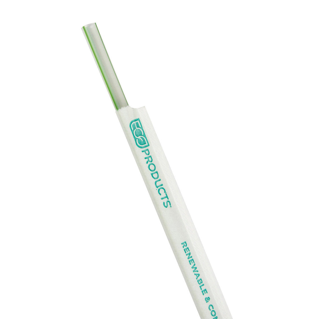 9.5" Wrapped Straw | 8mm | PLA | Bulk | Green Stripe