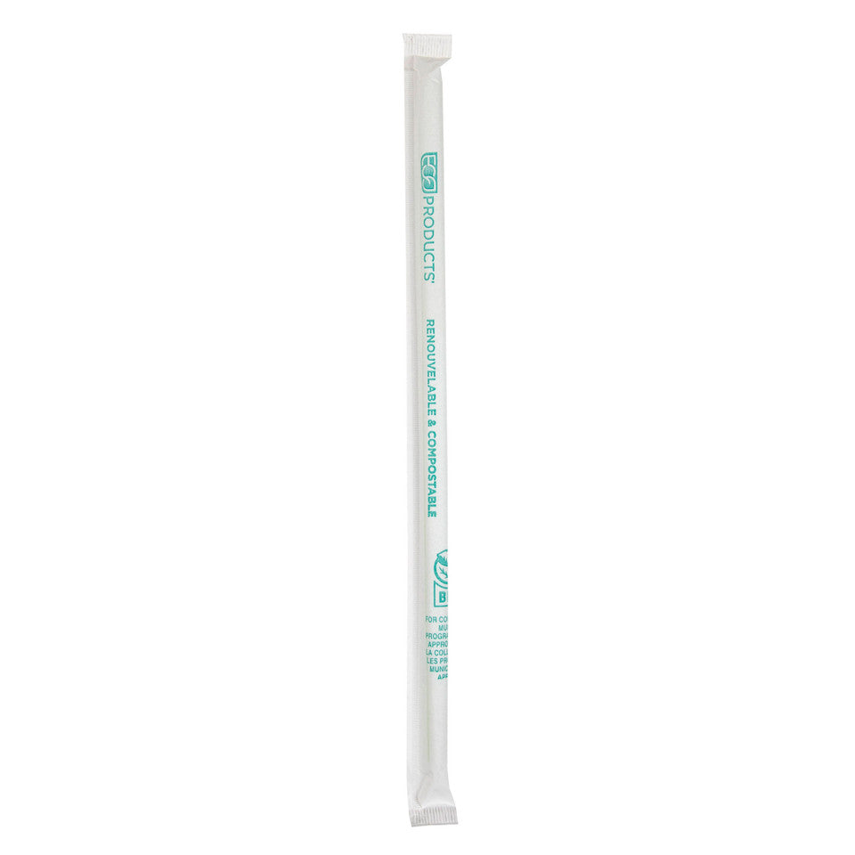 9.5" Wrapped Straw | 8mm | PLA | Bulk | Green Stripe