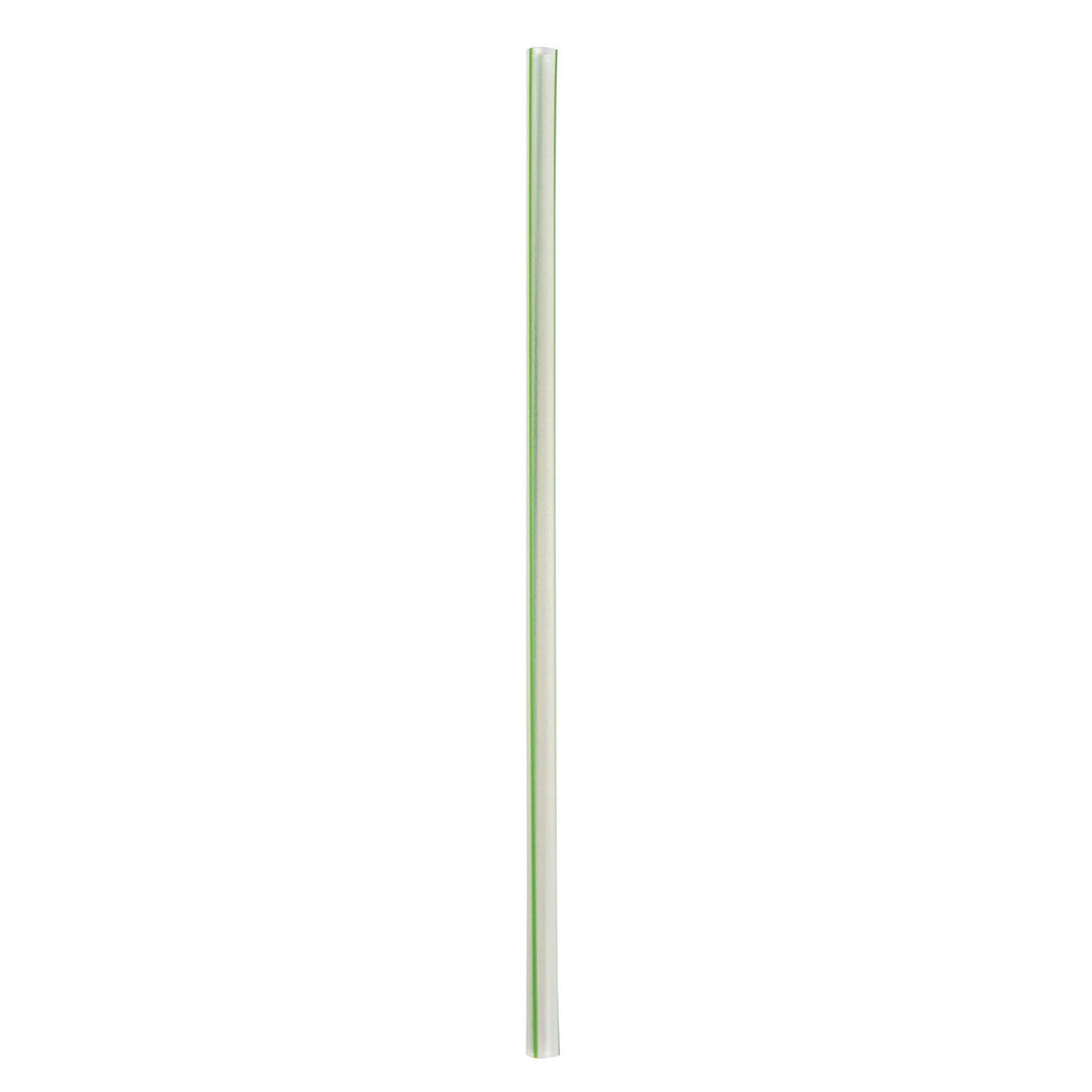 9.5" Wrapped Straw | 8mm | PLA | Bulk | Green Stripe