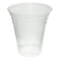 Clear plastic cup on a white background