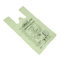 Green compostable bin liner with text on a white background