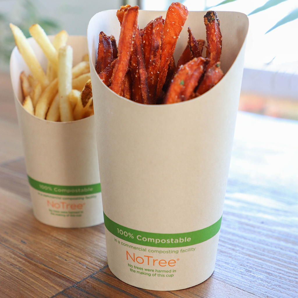 5.5 oz NoTree® Paper French Fry Scoop Cup | Compostable