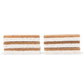 Scrubbing sponges with brown and white side stacked on a white background