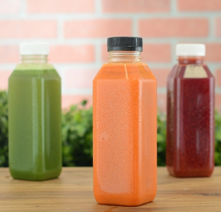12 oz Juice Bottle | Tall Square | PET | Clear