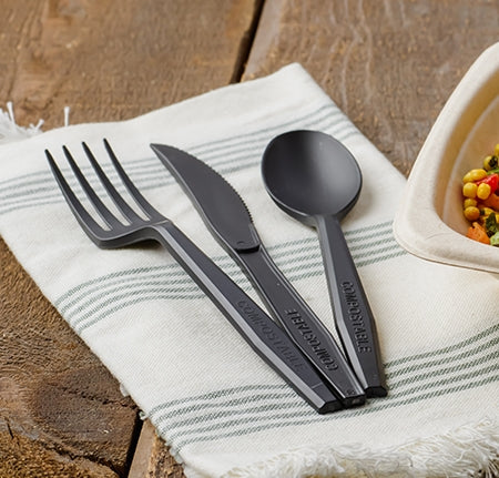 7" Compostable CPLA Knife | Black | Bulk Packs | Case of 1000