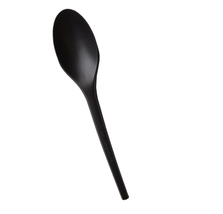 6.5" Medium Weight CPLA Spoon | Black | Compostable | Case of 1000