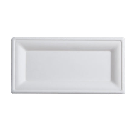 10" x 5" Rectangular Plate | White Sugarcane Fiber | Case of 500