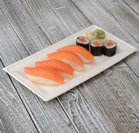 10" x 5" Rectangular Plate | White Sugarcane Fiber | Case of 500