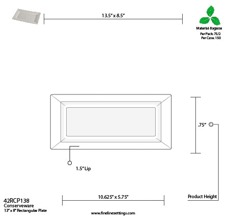 13" x 8" Rectangular Plate | Tan Fiber