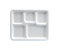 10" x 8" Fiber 5 Compartment Trays | White | School Lunch Tray