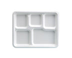 10" x 8" Fiber 5 Compartment Trays | White | School Lunch Tray