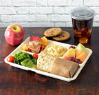 10" x 8" Fiber 5 Compartment Trays | White | School Lunch Tray