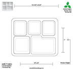 10" x 8" Fiber 5 Compartment Trays | White | School Lunch Tray