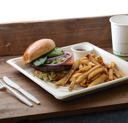 10.25" Fiber Square Tray | Compostable | Tan