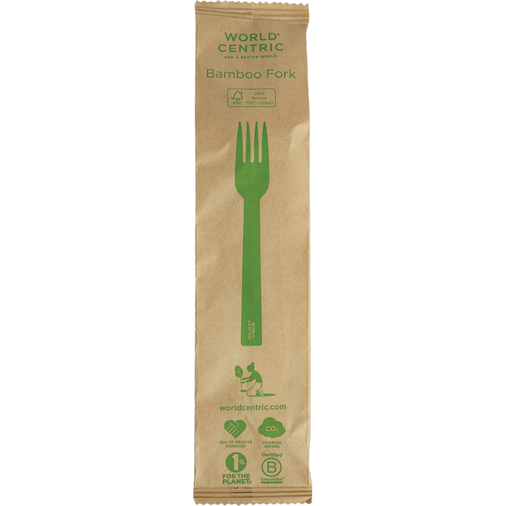 6.7" Bamboo Fork | Individually Wrapped | Compostable | World Centric®