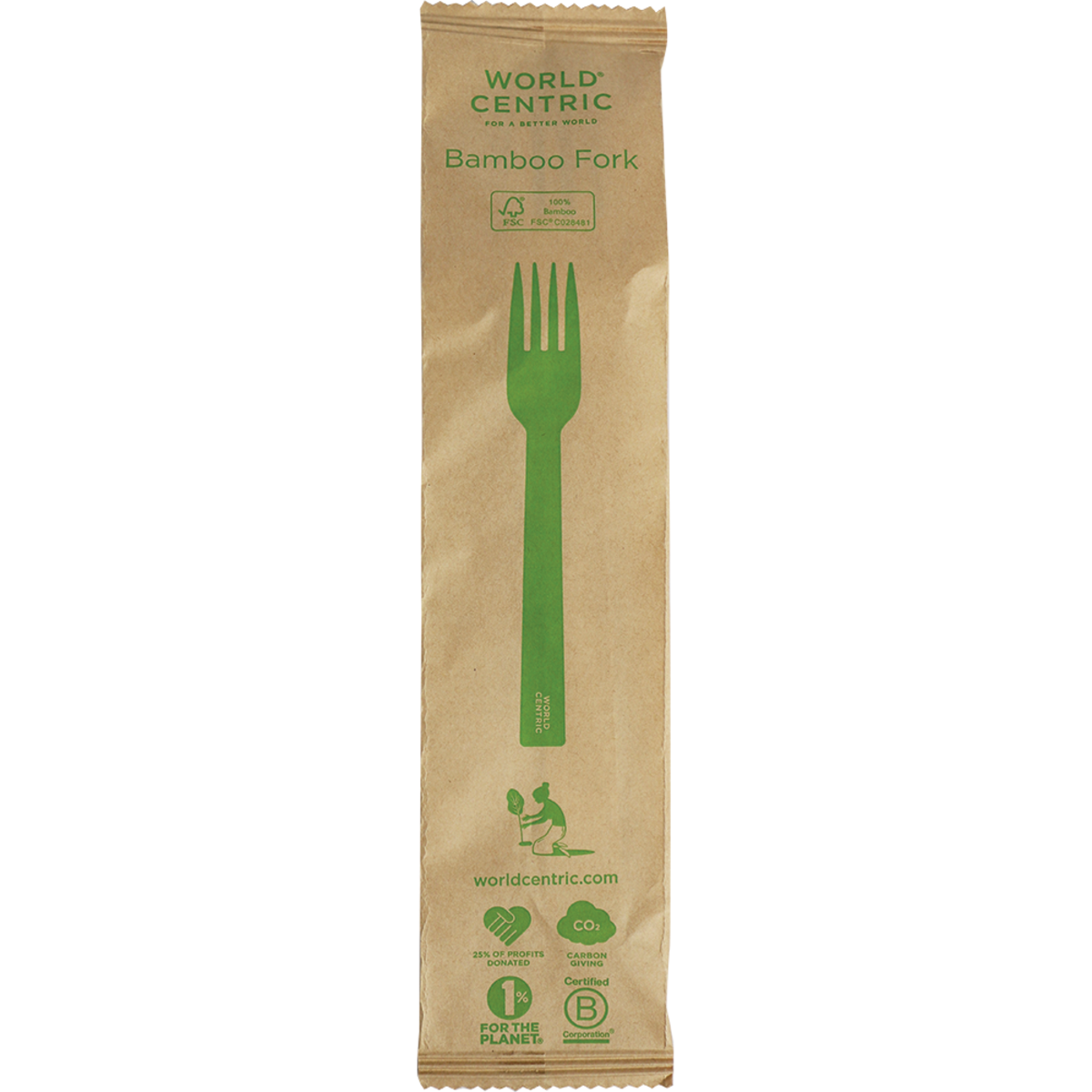 6.7" Bamboo Fork | Individually Wrapped | Compostable | World Centric®