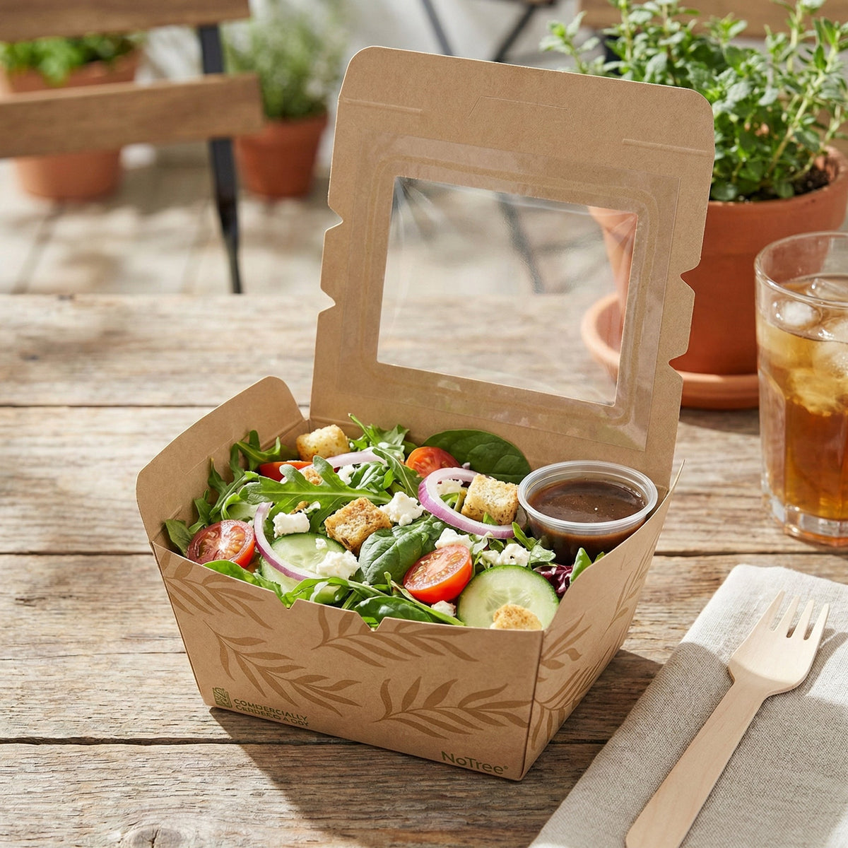 26 oz NoTree® Paper #1 Take-Out Container with PLA Window | Compostable