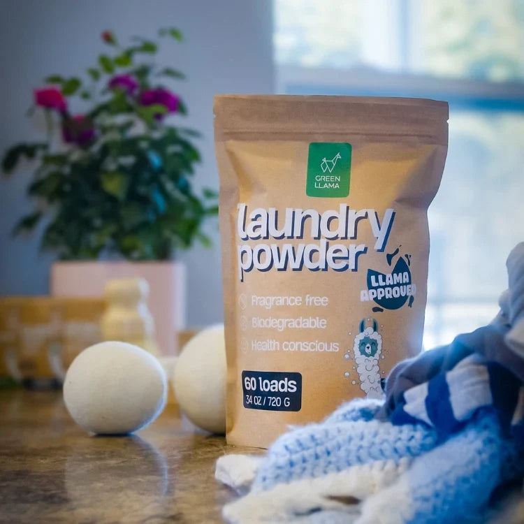 Powder Laundry Detergent w/Scoop | Fragrance-Free | Green Llama