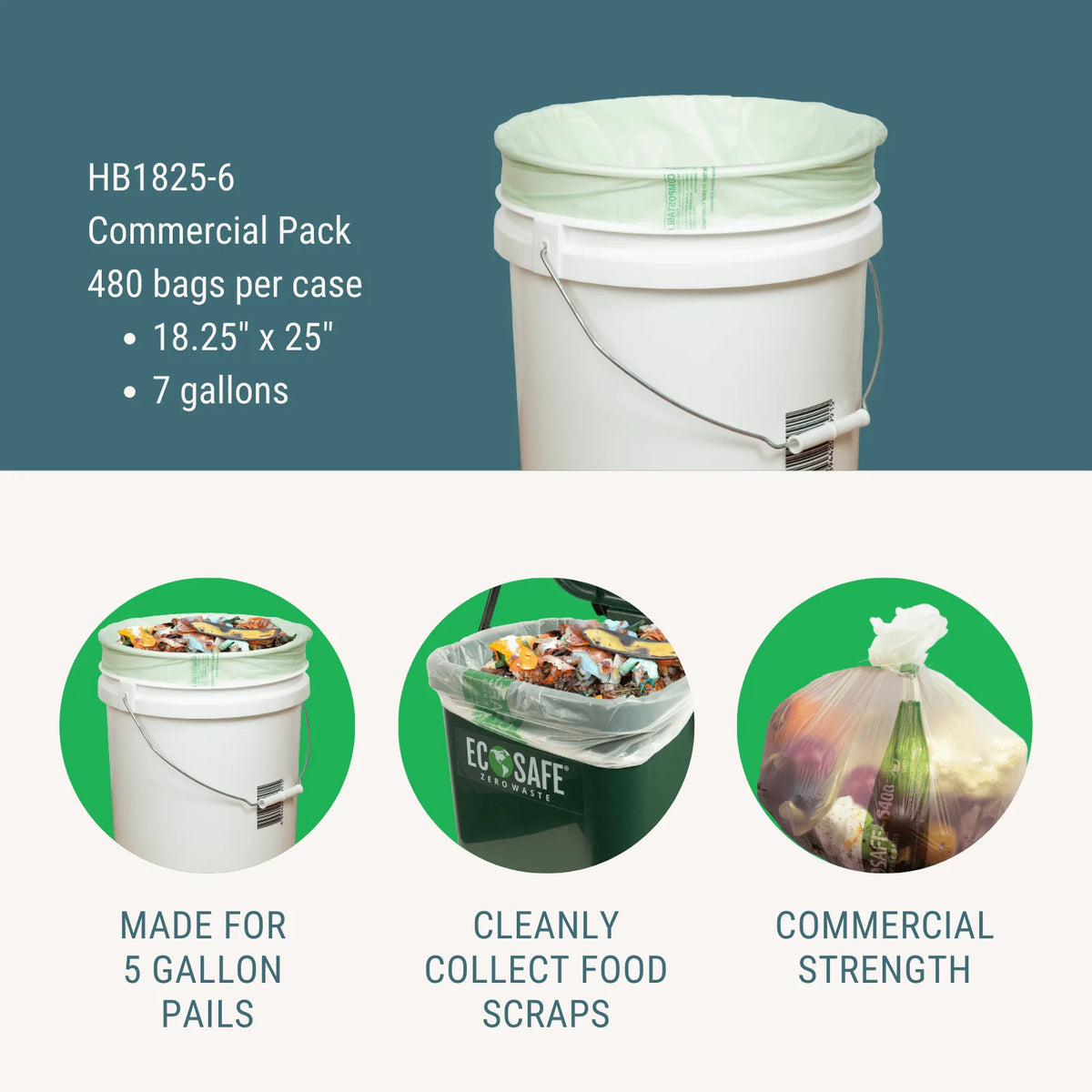 7 gal Certified Compostable Trash Bags | 18.25"x25"