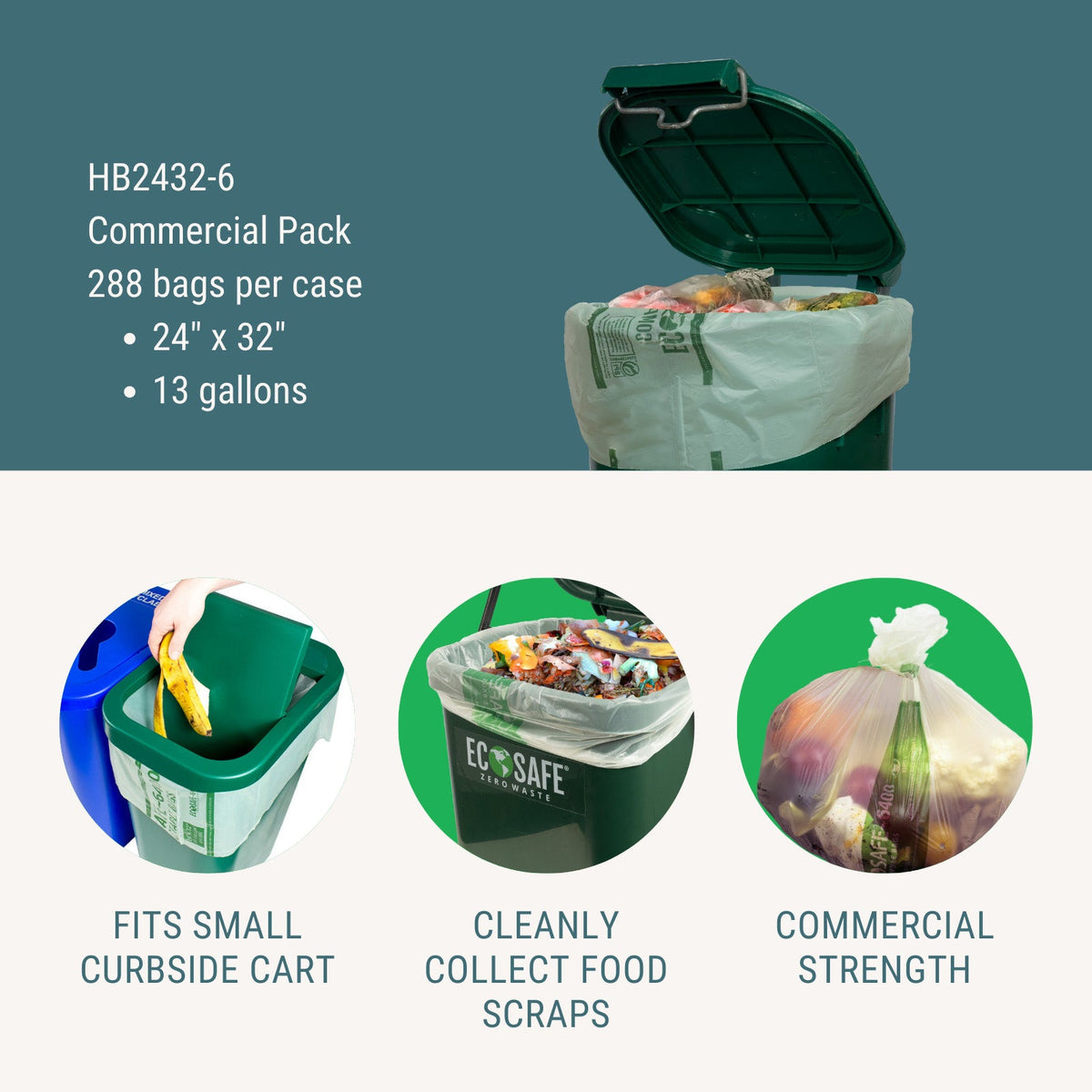 13 gal Certified Compostable Trash Bags | 24"x32"