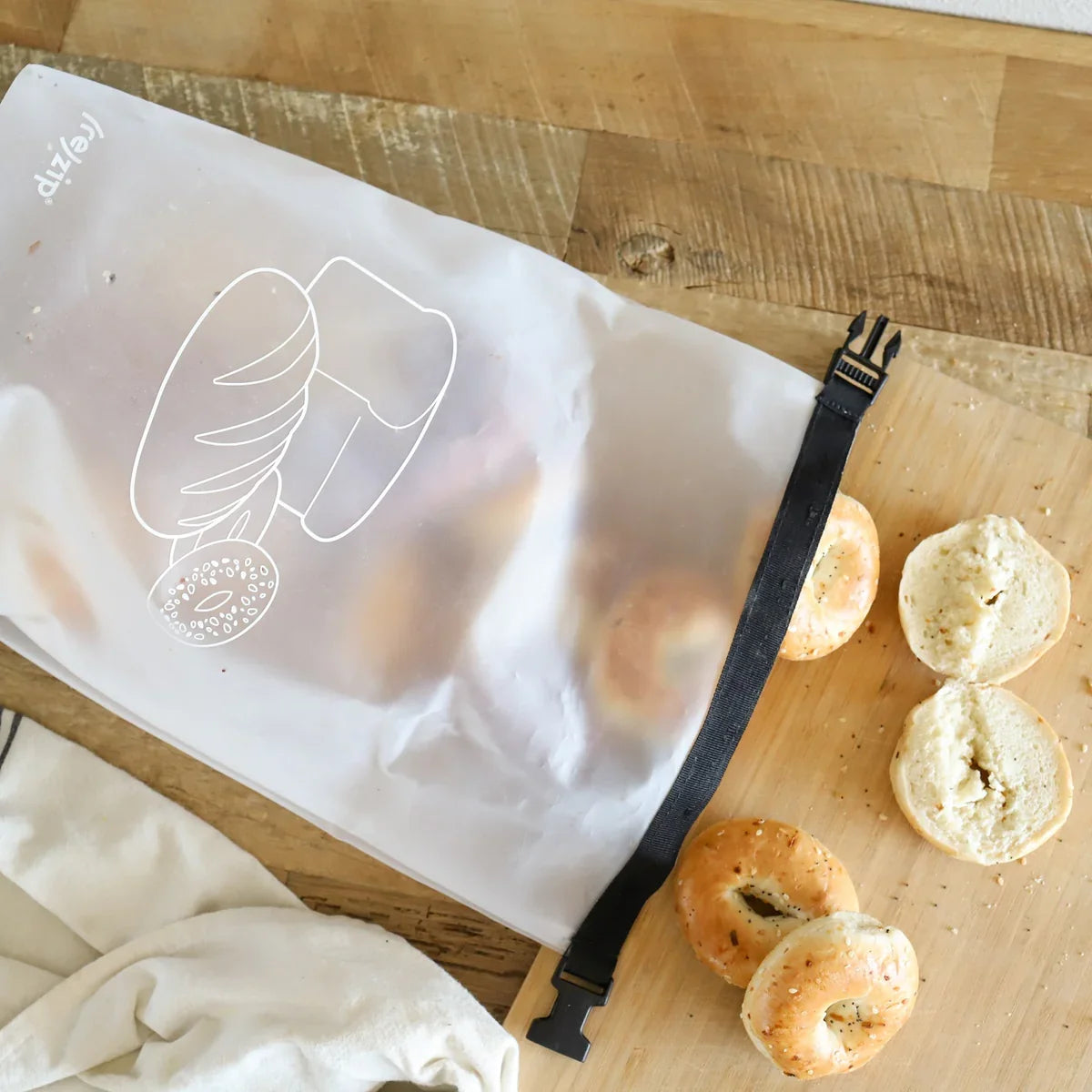 Reusable Bread and Bagel Bag | Roll Top Closure