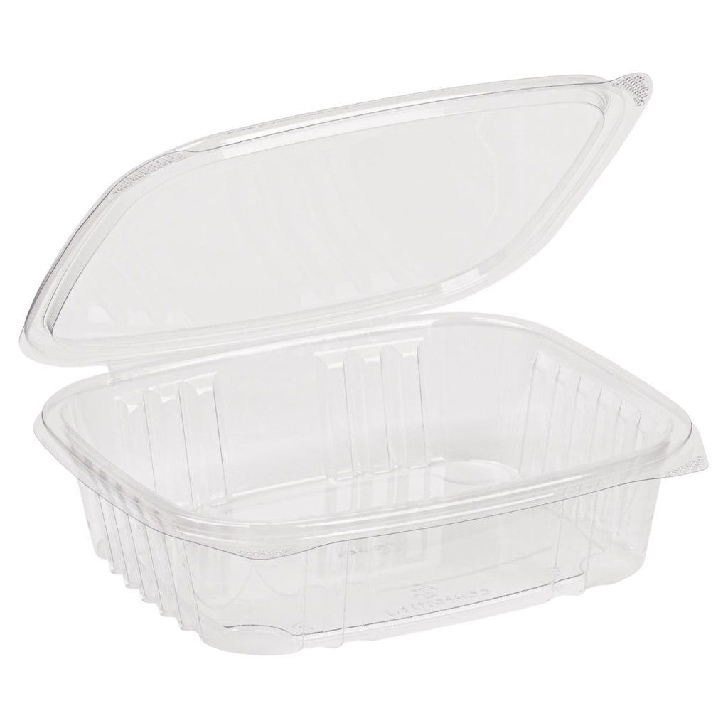 24 oz Rectangular Container | Clear PLA | Hinged Lid