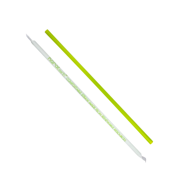 9.5" PLA Drinking Straws | Wrapped | Jumbo | Green