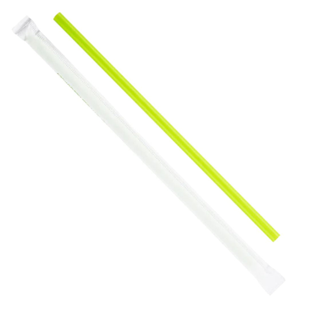 8.75" PLA Drinking Straws | Wrapped | Giant | Green