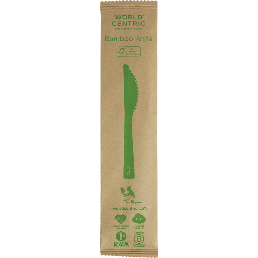 6.7" Bamboo Knife | Individually Wrapped | Compostable | World Centric®